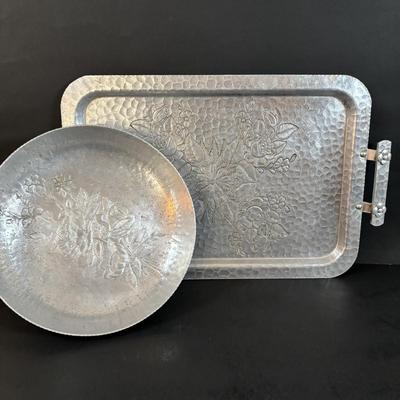 LOT 309: Vintage Biscuit Jars: Floral Glazed Porcelain & Glass, Cranberry Glass Sugar Shaker, Crystal Sugar Shaker, Hammer Aluminum...