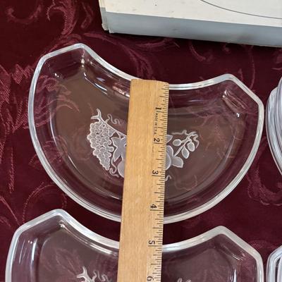 LOT 310: Signed VSL (Val St. Lambert) Crystal Crescent Shaped Fruit Tray/Salad Plates, Signed VSL Platter, Crystal Berry Bowl, FB Rogers...