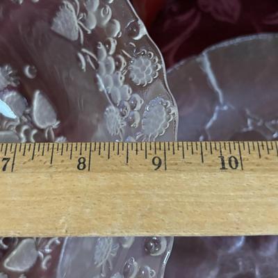 LOT 310: Signed VSL (Val St. Lambert) Crystal Crescent Shaped Fruit Tray/Salad Plates, Signed VSL Platter, Crystal Berry Bowl, FB Rogers...