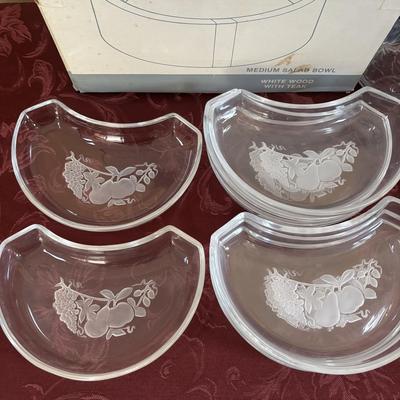 LOT 310: Signed VSL (Val St. Lambert) Crystal Crescent Shaped Fruit Tray/Salad Plates, Signed VSL Platter, Crystal Berry Bowl, FB Rogers...