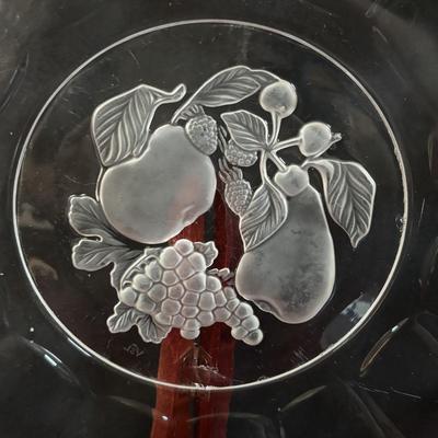 LOT 310: Signed VSL (Val St. Lambert) Crystal Crescent Shaped Fruit Tray/Salad Plates, Signed VSL Platter, Crystal Berry Bowl, FB Rogers...