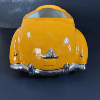 LOT 311: Ceramic Taxi Cookie Jar, Rose Garden Divided Serving Dish, Wooden Nut Bowl w/Nut Crackers & Anchor Hocking Pantry Jar