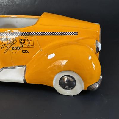 LOT 311: Ceramic Taxi Cookie Jar, Rose Garden Divided Serving Dish, Wooden Nut Bowl w/Nut Crackers & Anchor Hocking Pantry Jar