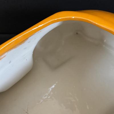 LOT 311: Ceramic Taxi Cookie Jar, Rose Garden Divided Serving Dish, Wooden Nut Bowl w/Nut Crackers & Anchor Hocking Pantry Jar