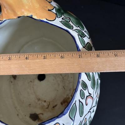 LOT 313: Wooden & Ceramic Apothecary/Spice Cabinet, Hecho En Mexico Pottery Hen Planter, Pottery, Devon Motto Ware Egg Cup & More