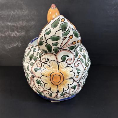 LOT 313: Wooden & Ceramic Apothecary/Spice Cabinet, Hecho En Mexico Pottery Hen Planter, Pottery, Devon Motto Ware Egg Cup & More