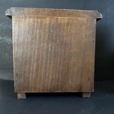 LOT 313: Wooden & Ceramic Apothecary/Spice Cabinet, Hecho En Mexico Pottery Hen Planter, Pottery, Devon Motto Ware Egg Cup & More