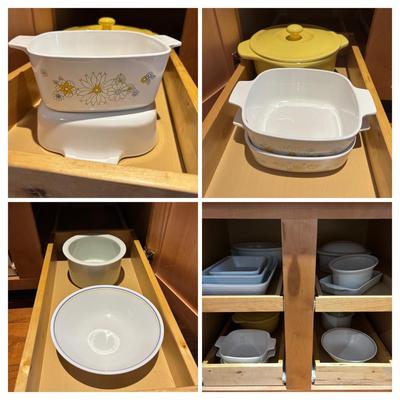 LOT 314: Kitchen Cabinet Cleanout: Corning Ware, Chantal & More