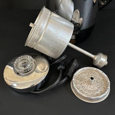 LOT 316: Hoffritz Knives w/Magnetic Board, Universal Coffeematic Electric Percolator, Porcelain & Stainless-Steel Teapot, Vintage...