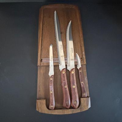 LOT 316: Hoffritz Knives w/Magnetic Board, Universal Coffeematic Electric Percolator, Porcelain & Stainless-Steel Teapot, Vintage...