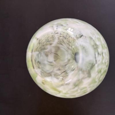 LOT 317: Art Glass Yellow Pitcher & Green Confetti Bud Vase, Delicate Glass Candlestick w/a hint of Yellow, LE Smith Flower Basket,...