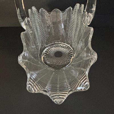 LOT 317: Art Glass Yellow Pitcher & Green Confetti Bud Vase, Delicate Glass Candlestick w/a hint of Yellow, LE Smith Flower Basket,...