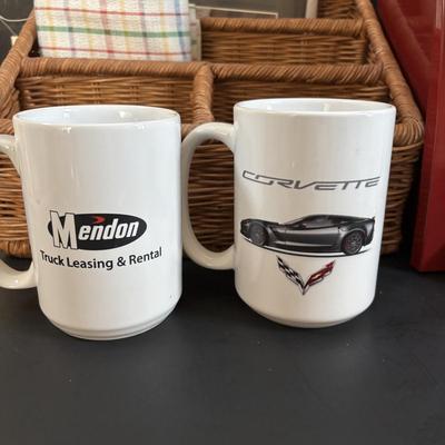 LOT 318: Keurig Model B30, Coffee Mugs, Candles, Quaker Lace Tablecloth & Organizing Basket