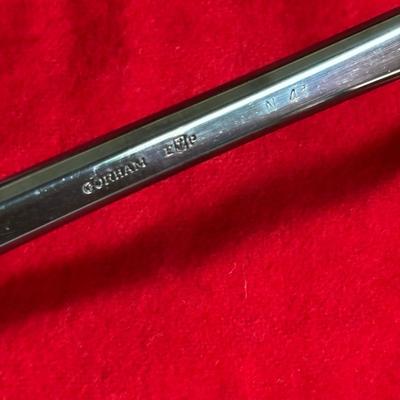 LOT 320: Serving Collection: Oberglas Austria Knife Rest, Brass Butlers Crumb & Dustpan Set, Gorham Silverplate, Demitasse Spoons,...