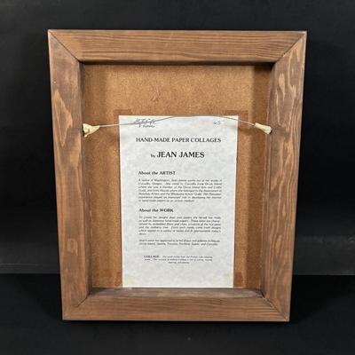 LOT 321: Hand-Made Paper Collage by Jean James "3 Roses" and Candone Wharton, Raku Art Studio Pottery Covered Vessel