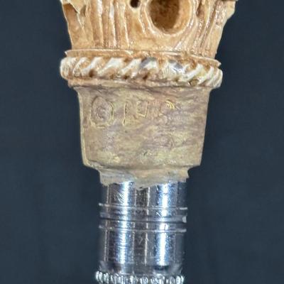 LOT 324: Inkstand w/Central Pump Inkwell & Open Inkwells to Either Side, Carved Roman Gothic Figural Magnifying Glass & Letter...