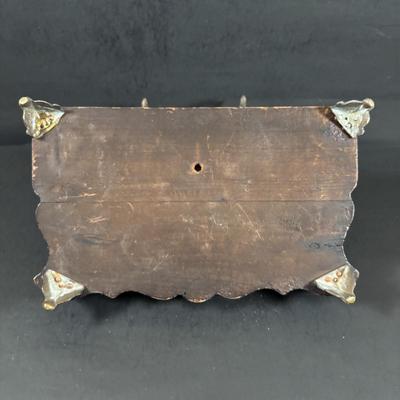 LOT 324: Inkstand w/Central Pump Inkwell & Open Inkwells to Either Side, Carved Roman Gothic Figural Magnifying Glass & Letter...