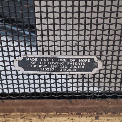 LOT 328: Vintage Brass and Cast Iron Andirons with Fireplace Screen