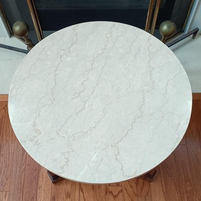 LOT 329: Empire Style Marble Top Pedestal Side Table