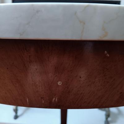 LOT 329: Empire Style Marble Top Pedestal Side Table