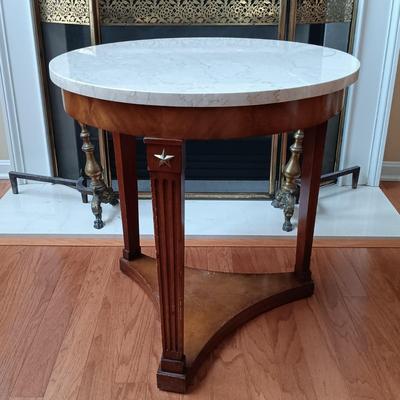 LOT 329: Empire Style Marble Top Pedestal Side Table