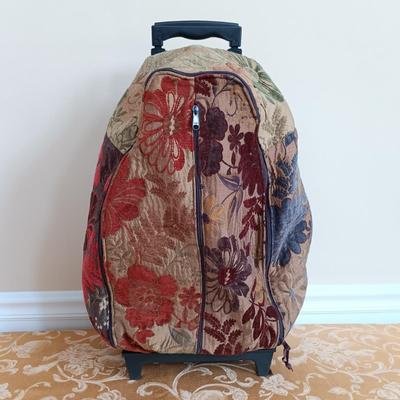 LOT 333: Erda Duffel Bag with Rolling Floral Tapestry Bag