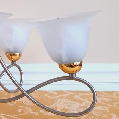 LOT 334: Modern-Style Metal and Glass Chandelier