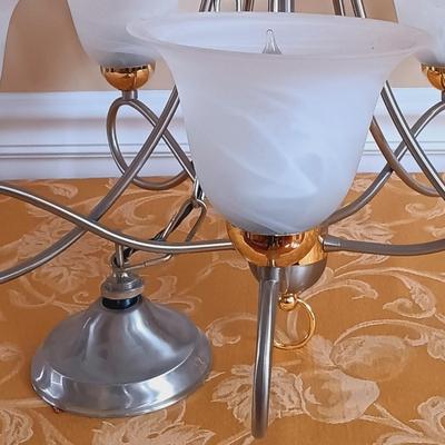 LOT 334: Modern-Style Metal and Glass Chandelier