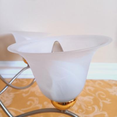 LOT 334: Modern-Style Metal and Glass Chandelier