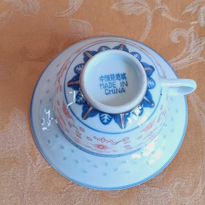 LOT 335: Herend Hungary Indian Basket Green Teacup, Japanese Stork on Silk Wall Scroll, Gibsons Teapot & More