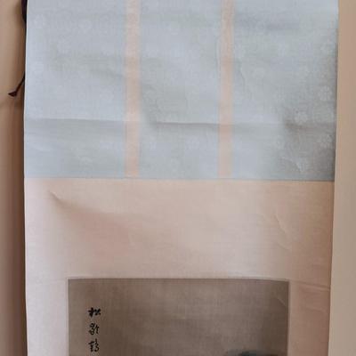 LOT 335: Herend Hungary Indian Basket Green Teacup, Japanese Stork on Silk Wall Scroll, Gibsons Teapot & More