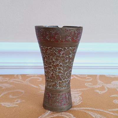 LOT 336: Vintage Brass Kiddush Goblets, Solid Brass Menorah, Embossed Brass Queen of Sheba Plaque & More