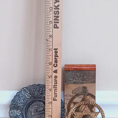 LOT 336: Vintage Brass Kiddush Goblets, Solid Brass Menorah, Embossed Brass Queen of Sheba Plaque & More