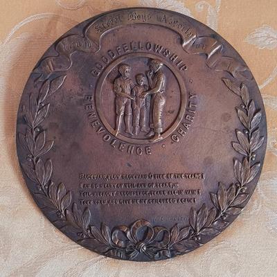 LOT 337: Vintage Velvet Belt with Verse from Malachi, Bronze Grand Street Boys Plaque, Portuguese Synagogue Tile & More