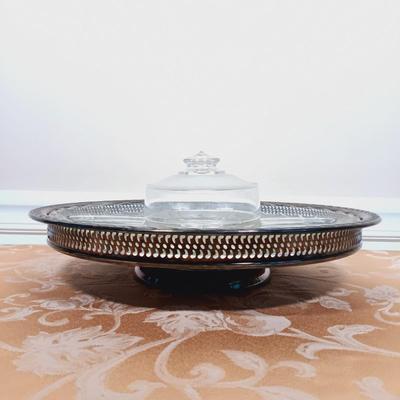 LOT 340: Frosted Petal Crystal Glass Wine and Champagne Glasses, Metal and Glass Lazy Susan, Crystal Candleholder & More