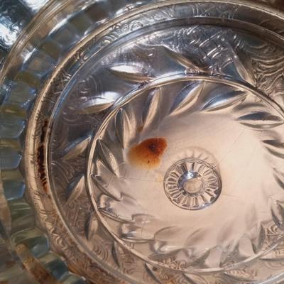 LOT 340: Frosted Petal Crystal Glass Wine and Champagne Glasses, Metal and Glass Lazy Susan, Crystal Candleholder & More