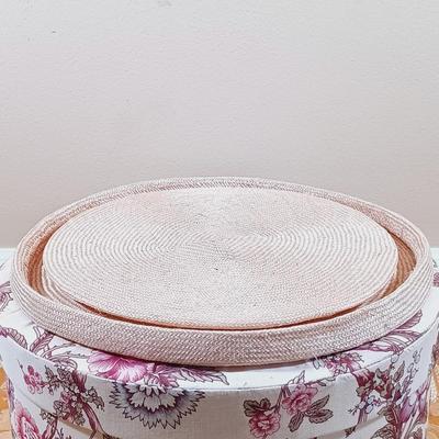 LOT 342: Summer Hat Collection w/ Hat Boxes & Decorative Floral Box