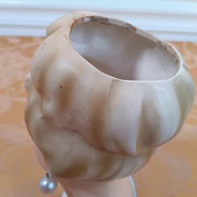 LOT 343: Vintage Lady Head Vases with Sandra Roth Scarf & Vintage Hat Box