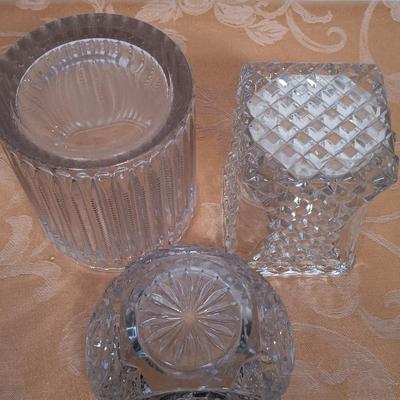 LOT 345: Antique J.B. Art Nouveau Jewelry Box, Crystal Powder Jars, Small Engraved Metal Fountain Pen & More