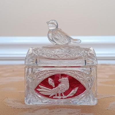 LOT 345: Antique J.B. Art Nouveau Jewelry Box, Crystal Powder Jars, Small Engraved Metal Fountain Pen & More