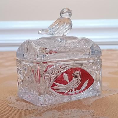 LOT 345: Antique J.B. Art Nouveau Jewelry Box, Crystal Powder Jars, Small Engraved Metal Fountain Pen & More