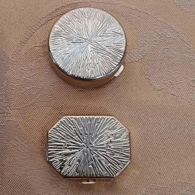 LOT 345: Antique J.B. Art Nouveau Jewelry Box, Crystal Powder Jars, Small Engraved Metal Fountain Pen & More