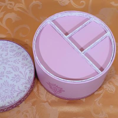 LOT 346: Vintage Dubarry Amber Pyralin Hand Mirror, Limoges Peint Main Floral Trinket Box, Fielding & Co Devon Ware Vanity Tray &...