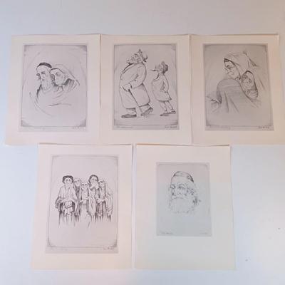 LOT 351: Esther Lurie's Rare Postcard Collection 'Ghetto - A Living Witness' Drawings from Kovno, Signed and Numbered...