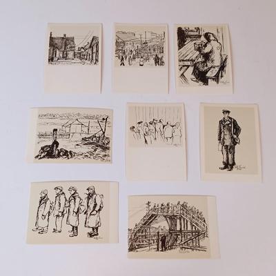 LOT 351: Esther Lurie's Rare Postcard Collection 'Ghetto - A Living Witness' Drawings from Kovno, Signed and Numbered...
