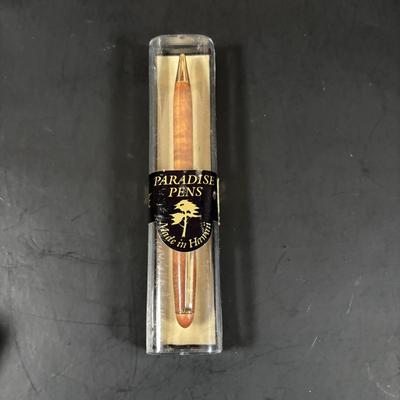 LOT 352: Cross Pen Collection along w/Chromatic & Wooden Pens & Signed Print