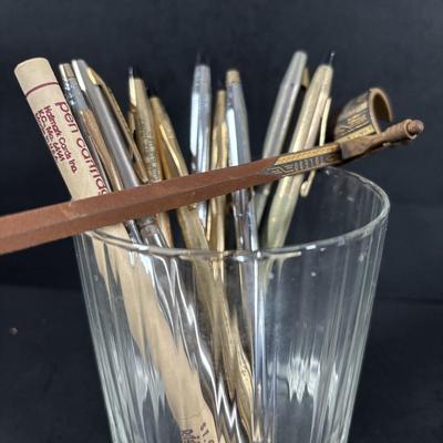 LOT 352: Cross Pen Collection along w/Chromatic & Wooden Pens & Signed Print