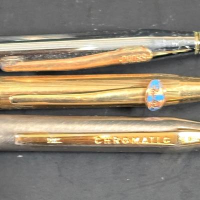 LOT 352: Cross Pen Collection along w/Chromatic & Wooden Pens & Signed Print