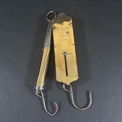LOT 353: Vintage C. Forschner Hanging Scale & Hanging Cylinder Scale