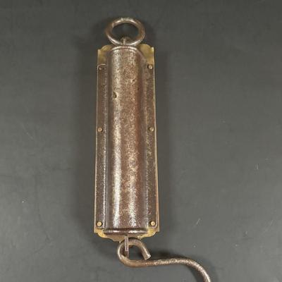 LOT 353: Vintage C. Forschner Hanging Scale & Hanging Cylinder Scale